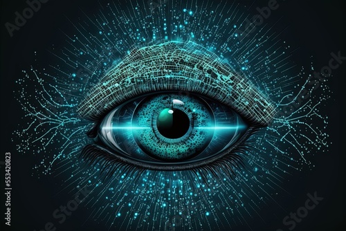 futuristic neural cyber eye with data and tech information Generative AI
