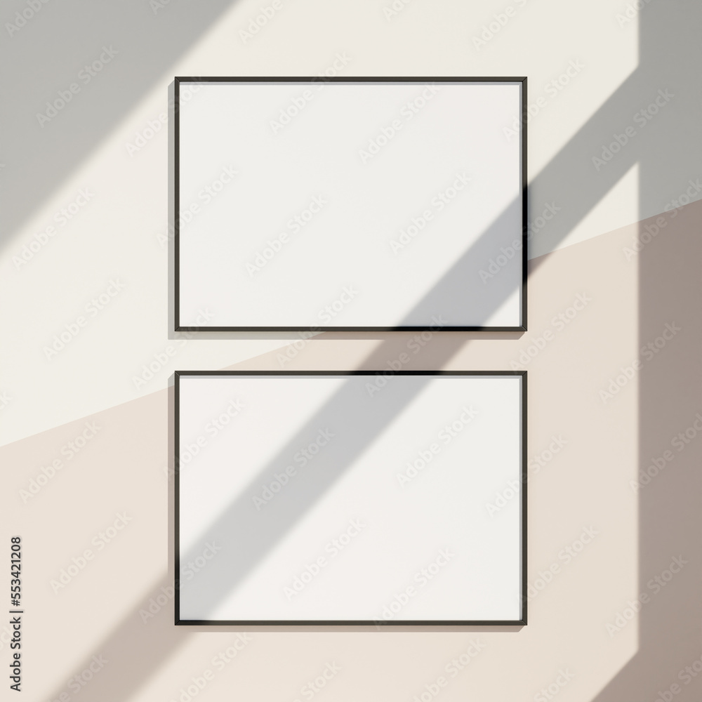 Blank picture frame mockup on gray wall. White living room design. artwork frame mockup on wall with shadow. Blank picture frame mockup on gray wall. White living room design. artwork frame mockup on wall with shadow.