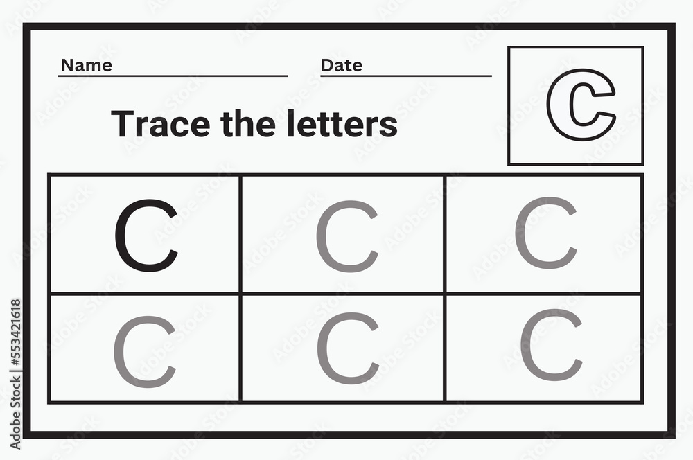 Alphabet tracing worksheet. A-Z writing pages. Letter C. uppercase and lowercase tracing. Handwriting exercise for kids. Printable worksheet. Alphabet tracing worksheet. A-Z writing pages. Letter C. uppercase and lowercase tracing. Handwriting exercise for kids. Printable worksheet.