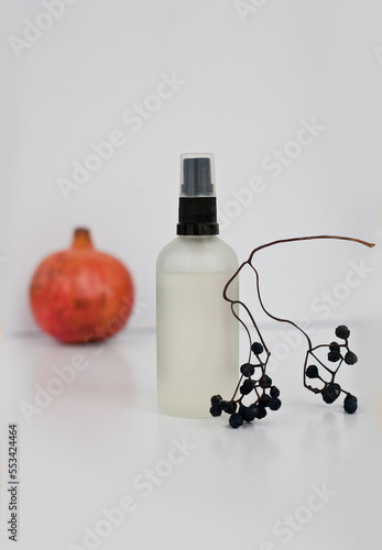 One cosmetic matte glass Spray Bottle, minimalism brand packaging mock up