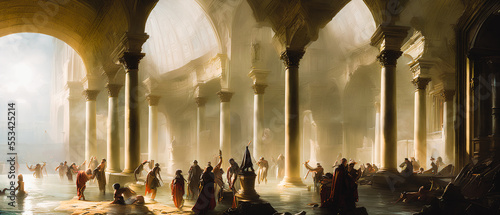 Painting of Ancient roman bathhouse