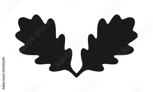 Twin Oak Leaves Silhouette Shape Icon