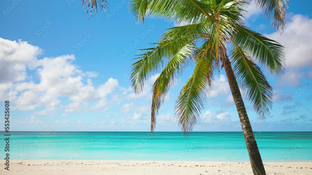Hawaiian Lanikai Beach on the island of Oahu. Emerald sea waves on white sand. Landscape of tropical sunny coastline with palm trees. Holidays at sea. Best beaches in the world. Hawaiian Lanikai Beach on the island of Oahu. Emerald sea waves on white sand. Landscape of tropical sunny coastline with palm trees. Holidays at sea. Best beaches in the world.