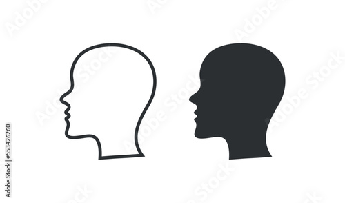 Human head icon. Silhouette human face illustration symbol. Sign head man vector desing.