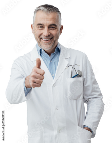 Cheerful doctor giving a thumbs up © stokkete