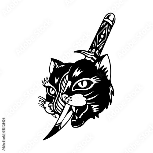 vector illustration of a cat with a dagger