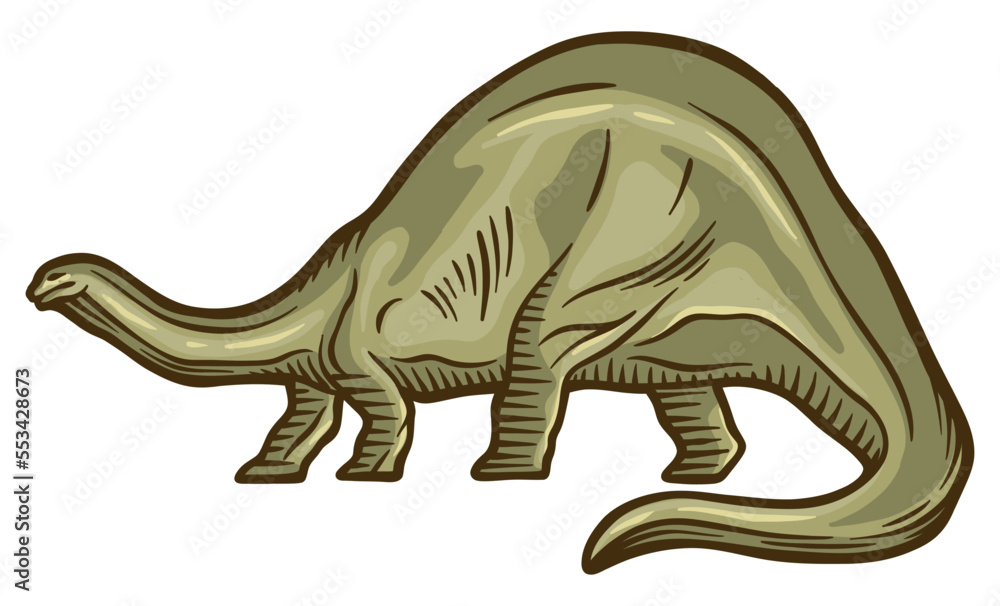 Brontosaurus dinosaur - hand drawn vector illustration