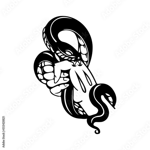 vector illustration of a hand holding a snake
