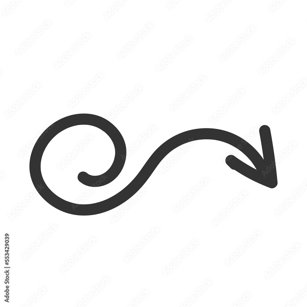 Curved arrow hand drawn. Sketch doodle style. Curved arrow hand drawn. Sketch doodle style.