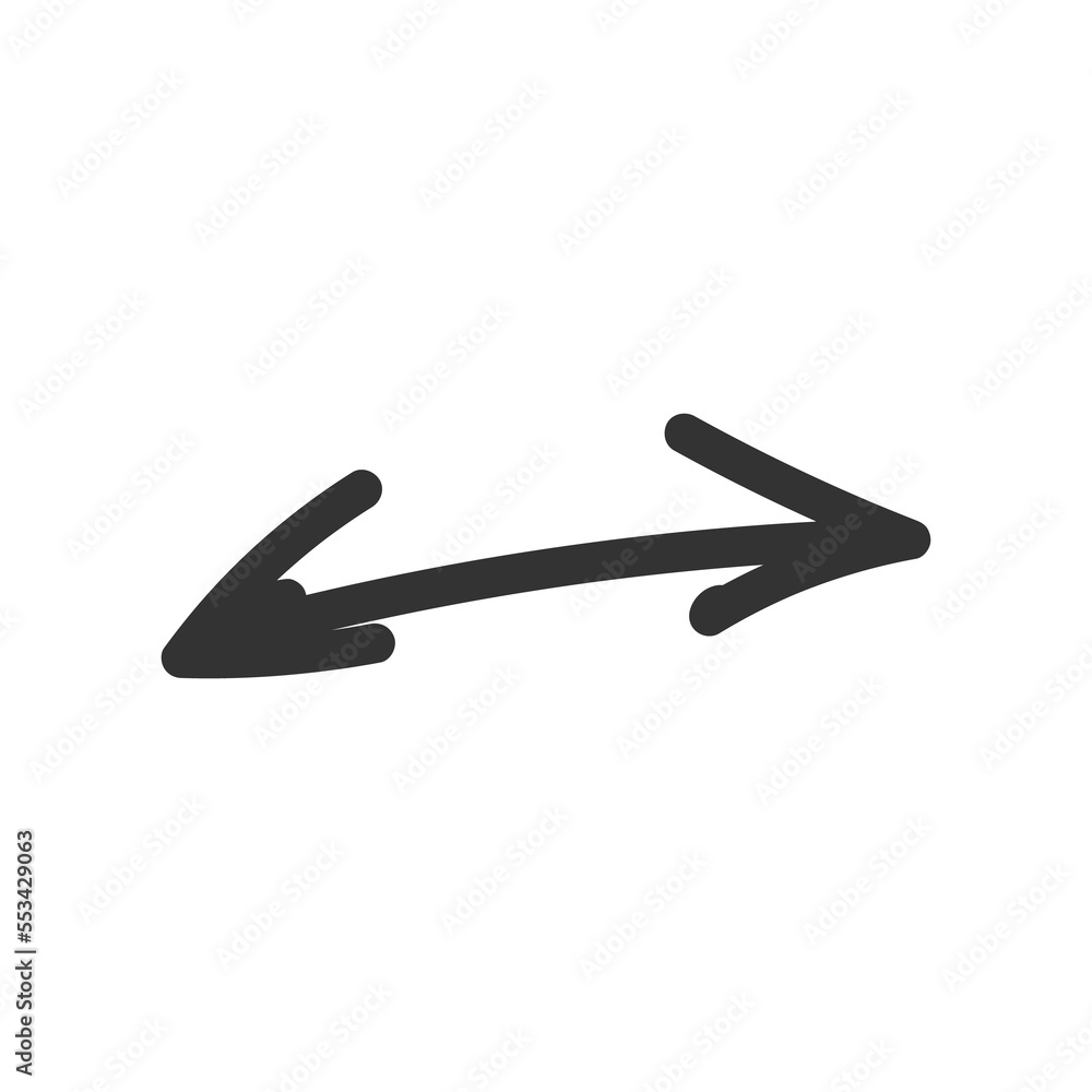 Curved arrow hand drawn. Sketch doodle style. Curved arrow hand drawn. Sketch doodle style.