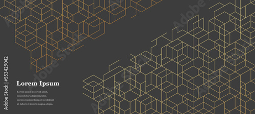 幾何学 抽象 黒 金 六角 背景