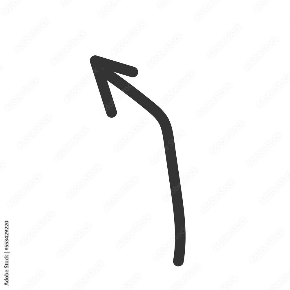 Curved arrow hand drawn. Sketch doodle style. Curved arrow hand drawn. Sketch doodle style.