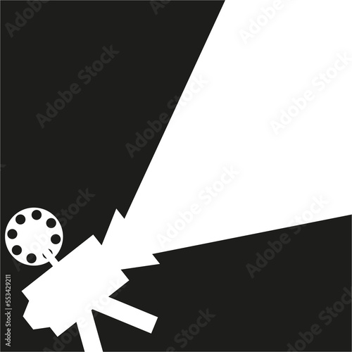 Movie projector in vintage style. Movie concept. Motion design. Vector illustration. Stock image.