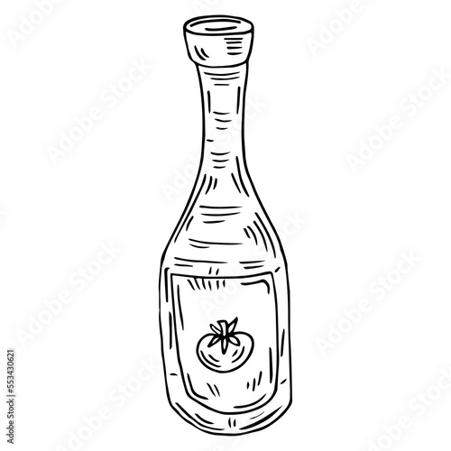 Drawing of a ketchup bottle in sketch style