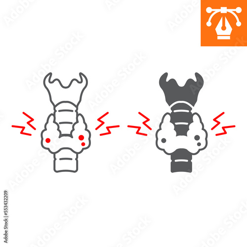 Thyroid disorder line and solid icon, outline style icon for web site or mobile app, hyperthyroid and goiter ,thyroid gland vector icon, simple vector illustration, vector graphics .