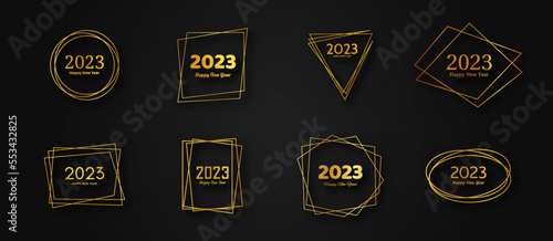 2023 Happy New Year gold geometric polygonal background