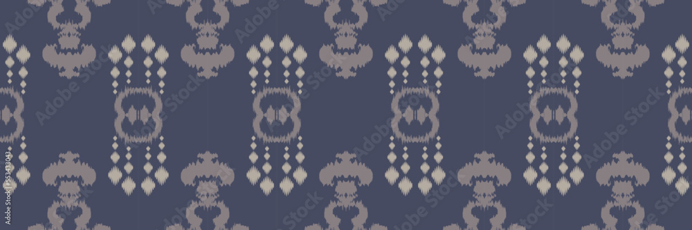 Obraz premium Ikat stripe batik textile seamless pattern digital vector design for Print saree Kurti Borneo Fabric border brush symbols swatches cotton