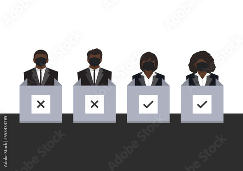 team voters with mask at polling station vector ep22