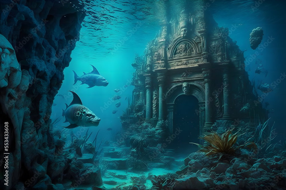 Fototapeta premium The Lost City of Atlantis Under the Sea