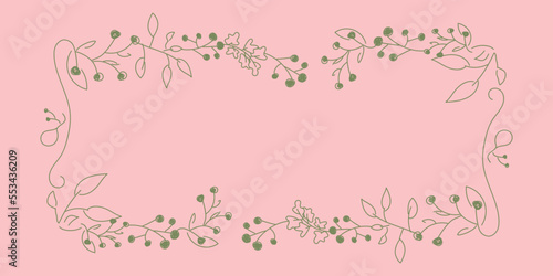Vector. Merry Christmas and Happy New Year floral background, copy space for text. Rustic horizontal frame template for Christmas cards, wedding invitations, party invitations. Hand-drawn sketch. © Alena Lauretskaia