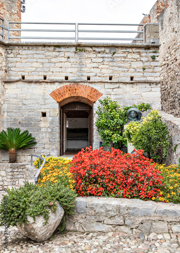Architecture in the fortress in the old town of Malcesine Garda Lake  Italy