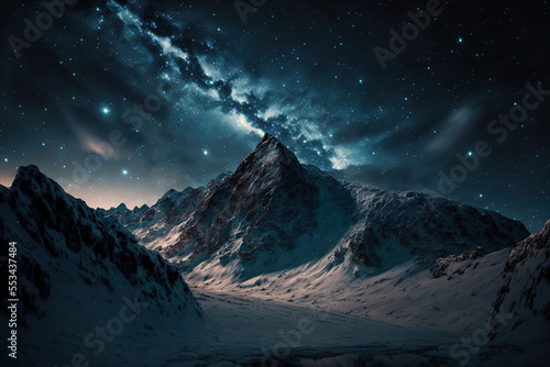 snow covered mountains,mount hood state,snow covered mountain,snow covered mountains in winter,mountains in the night,landscape in the night,the galaxy