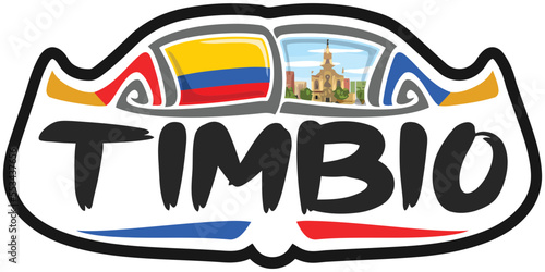 Timbio Colombia Flag Travel Souvenir Sticker Skyline Logo Badge Stamp Seal Emblem Vector SVG EPS