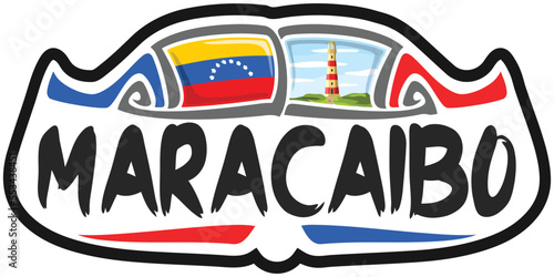 Maracaibo Venezuela Flag Travel Souvenir Sticker Skyline Landmark Logo Badge Stamp Seal Emblem EPS photo