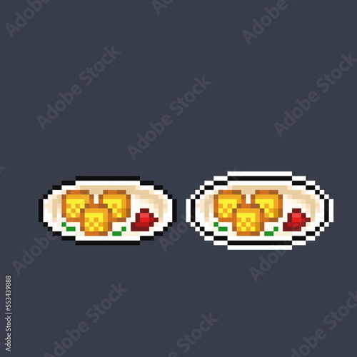 fried tofu in pixel art style