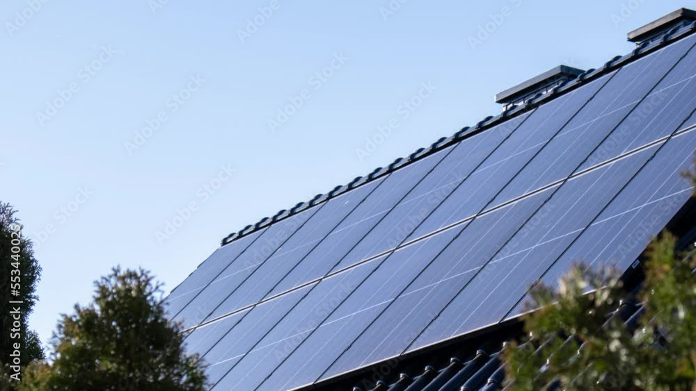4k zoom in out New ecologic house with solar panels Alternative to ...