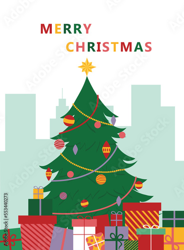 Merry Christmas card in the city 