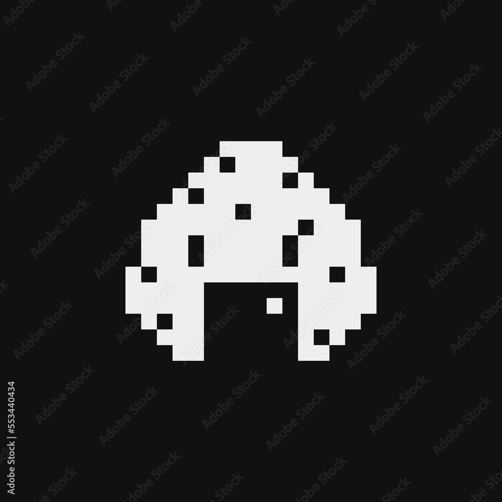 Vetor de Rice ball emoji pixel art icon. Japanese rice balls isolated