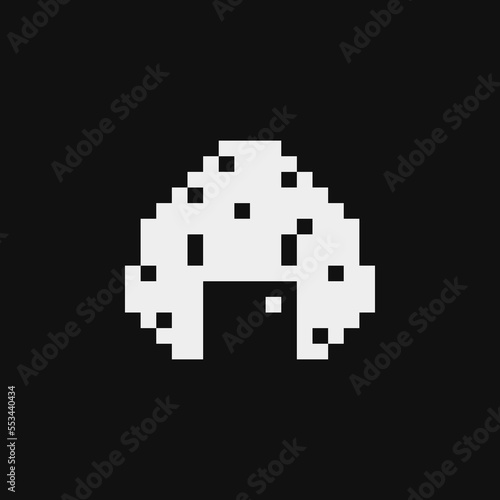 Rice ball emoji pixel art icon. Japanese rice balls isolated vector illustration. 8-bit sprite. Design stickers, logo, mobile app.