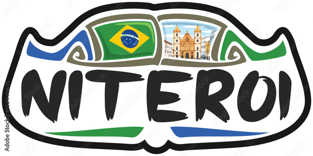 Niteroi Brazil Flag Travel Souvenir Sticker Skyline Landmark Logo Badge Stamp Seal Emblem SVG EPS