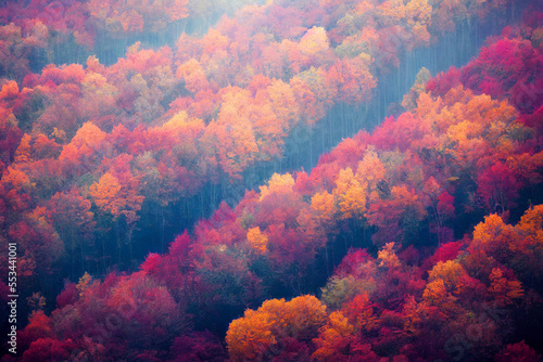 Naklejka Rows of autumnal trees