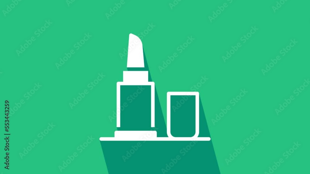 White Lipstick icon isolated on green background. 4K Video motion graphic animation White Lipstick icon isolated on green background. 4K Video motion graphic animation