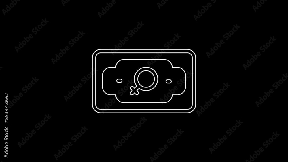 White line Money growth woman icon isolated on black background. Income concept. Business growth. Investing, savings and managing money concept. 4K Video motion graphic animation White line Money growth woman icon isolated on black background. Income concept. Business growth. Investing, savings and managing money concept. 4K Video motion graphic animation