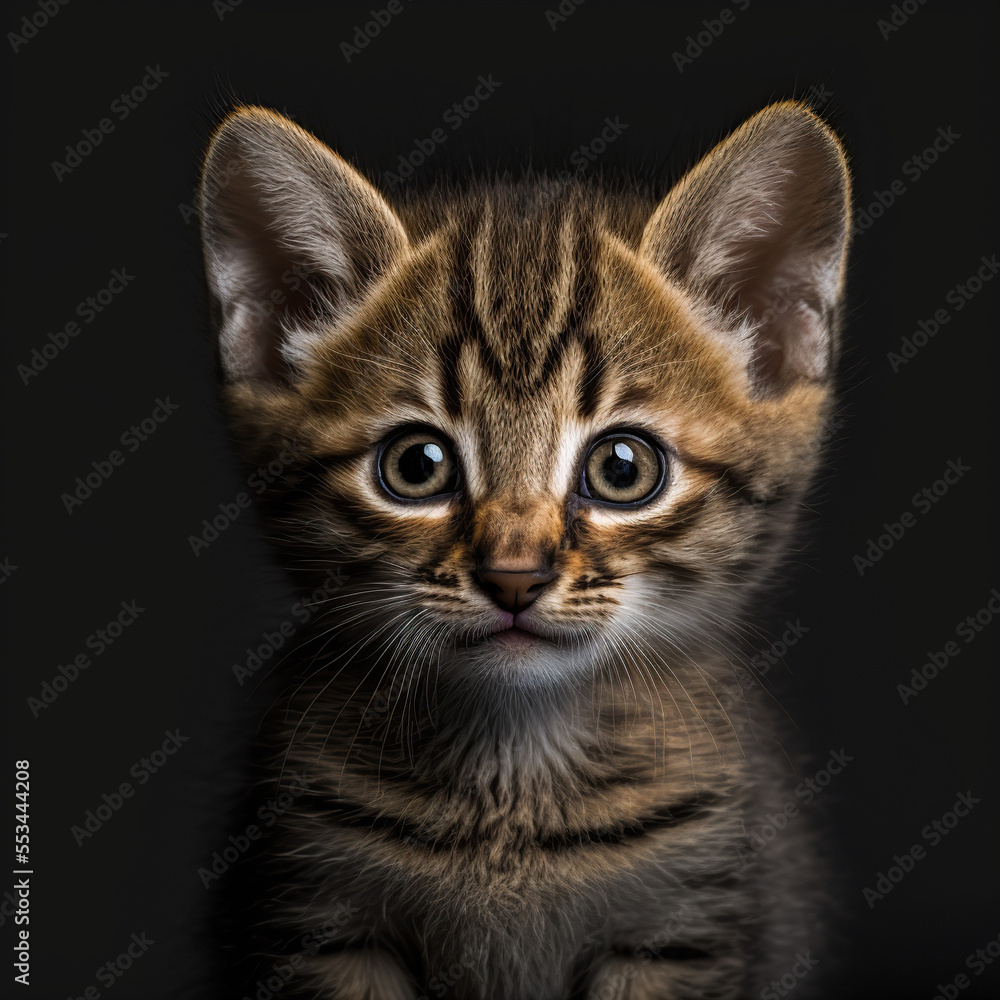 closeup portrait of a tabby kitten