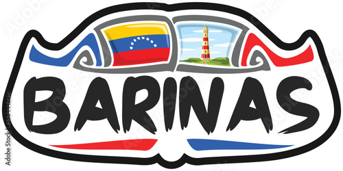 Barinas Venezuela Flag Travel Souvenir Sticker Skyline Landmark Logo Badge Stamp Seal Emblem EPS