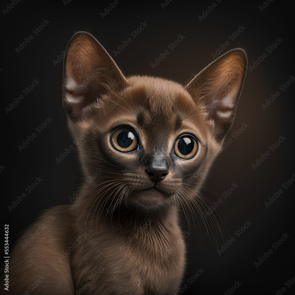 closeup portrait of a burmese kitten