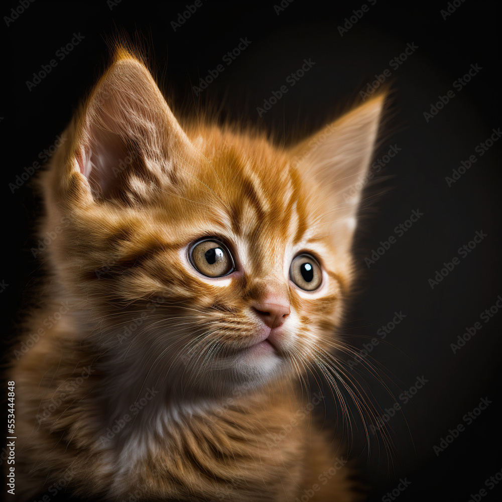 closeup portrait of a ginger kitten
