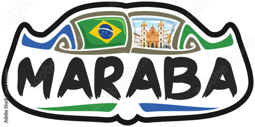 Maraba Brazil Flag Travel Souvenir Sticker Skyline Landmark Logo Badge Stamp Seal Emblem EPS