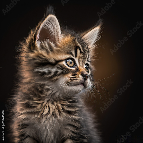 closeup portrait of a maine coon kitten