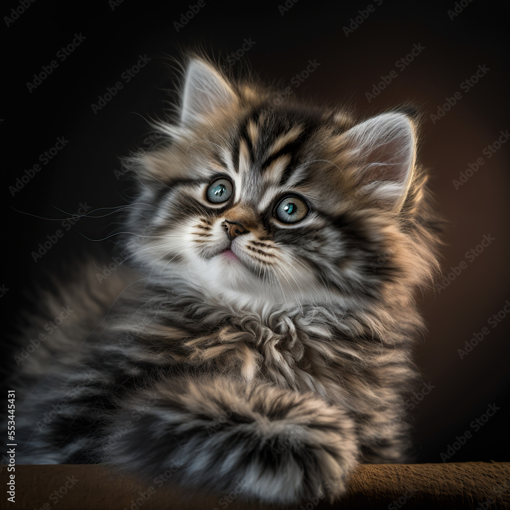 closeup portrait of a ragamuffin kitten