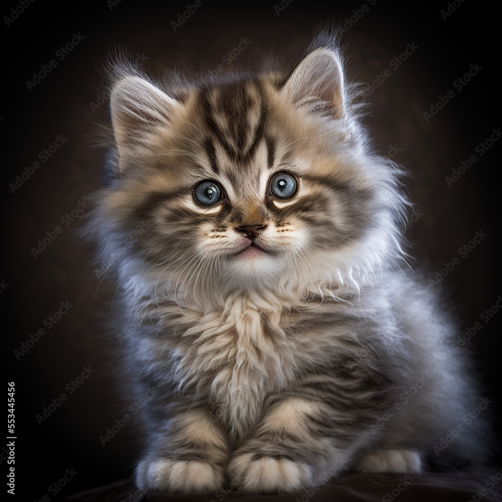 closeup portrait of a ragamuffin kitten