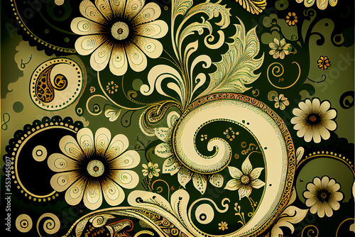 retro looking paisley floral pattern ideal for backgrounds and textures