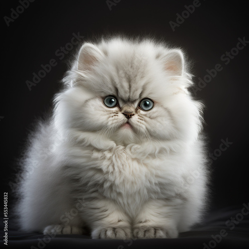 closeup portrait of a white persian kitten