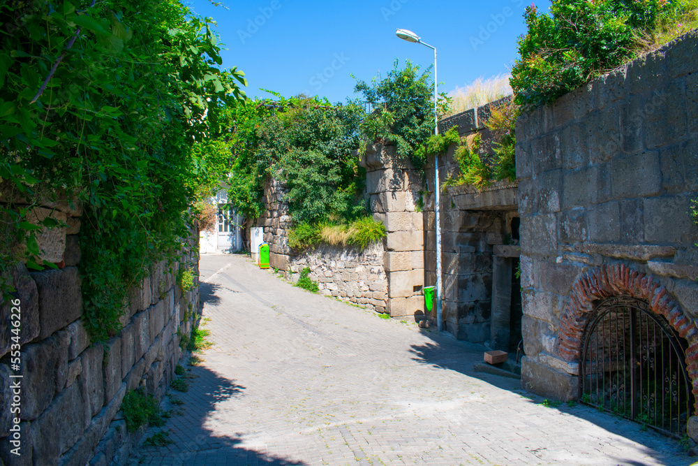 Fototapeta premium Amasra Castle interior with beautiful trees Bartın, Türkiye