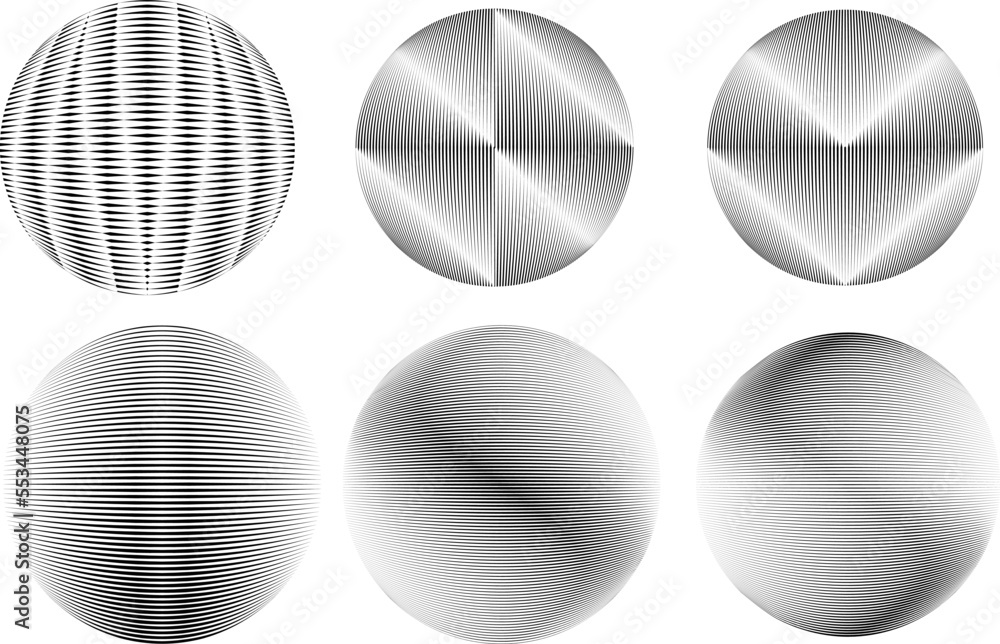 Fototapeta premium Set of spheres . Lines constructed transparent sphere .Vector .Technology sphere Logo . Design element for posters, social media, templates, flyers, brochures . Abstract trendy transparent circles
