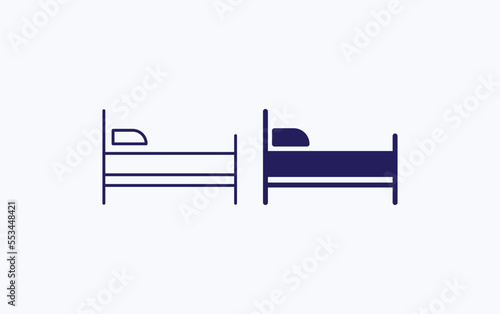 Bed, hotel stay vector illustration icon